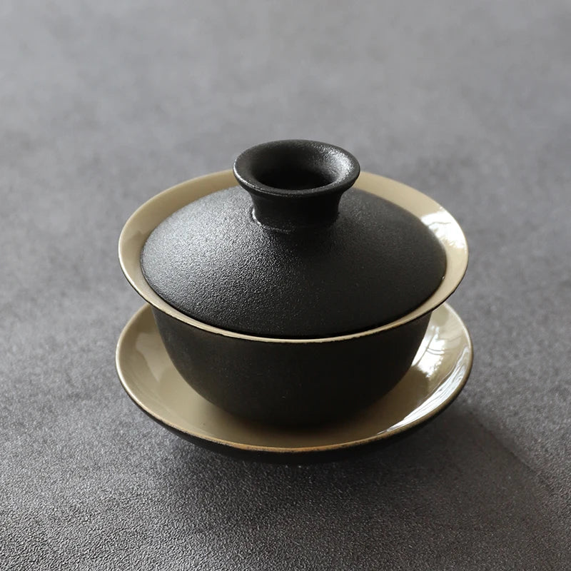 Black Ceramic Gaiwan Teaup 130ml - KITCHUNI