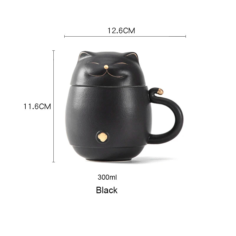 Lucky Cat Mug With Infuser 300ml - KITCHUNI