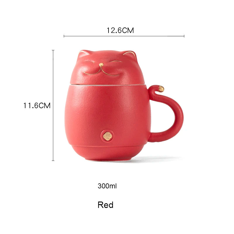 Lucky Cat Mug With Infuser 300ml - KITCHUNI