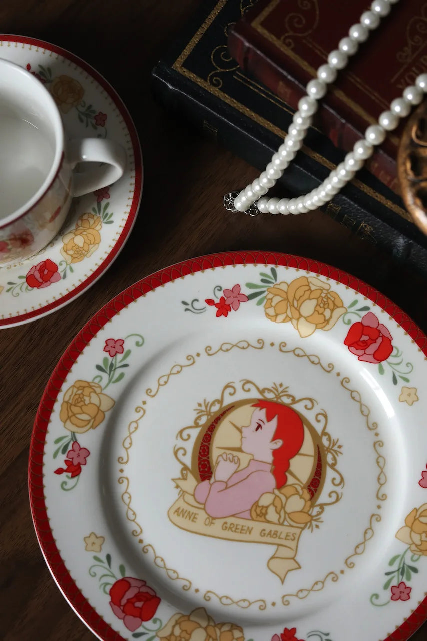 Crimson Charmer Tea Cup With DIsh - KITCHUNI