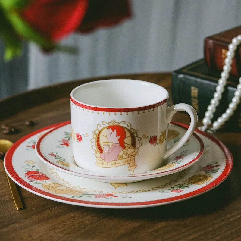 Crimson Charmer Tea Cup With DIsh - KITCHUNI