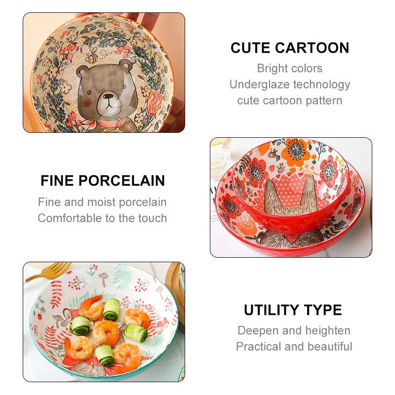 Cartoon Forest Animals bowl 4.5 inch - KITCHUNI