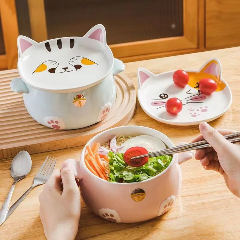 Cartoon Cat Soup Salad Bowl - KITCHUNI