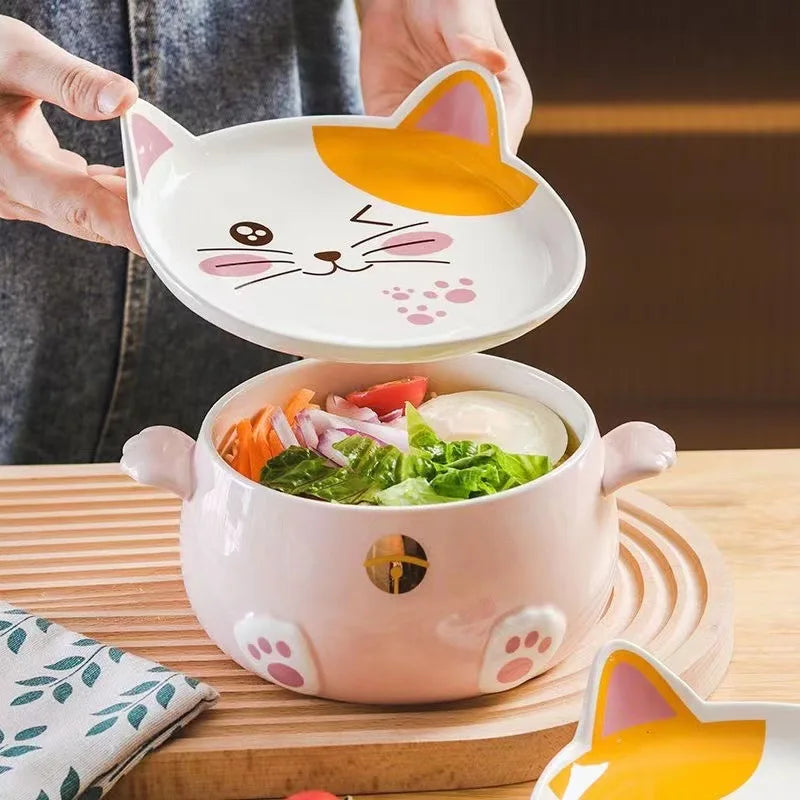 Cartoon Cat Soup Salad Bowl - KITCHUNI