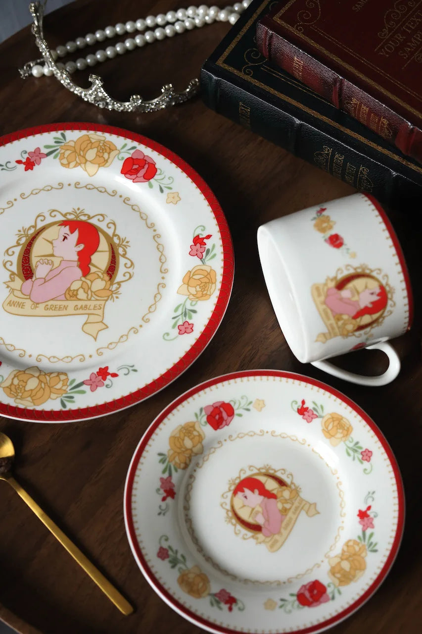 Crimson Charmer Tea Cup With DIsh - KITCHUNI