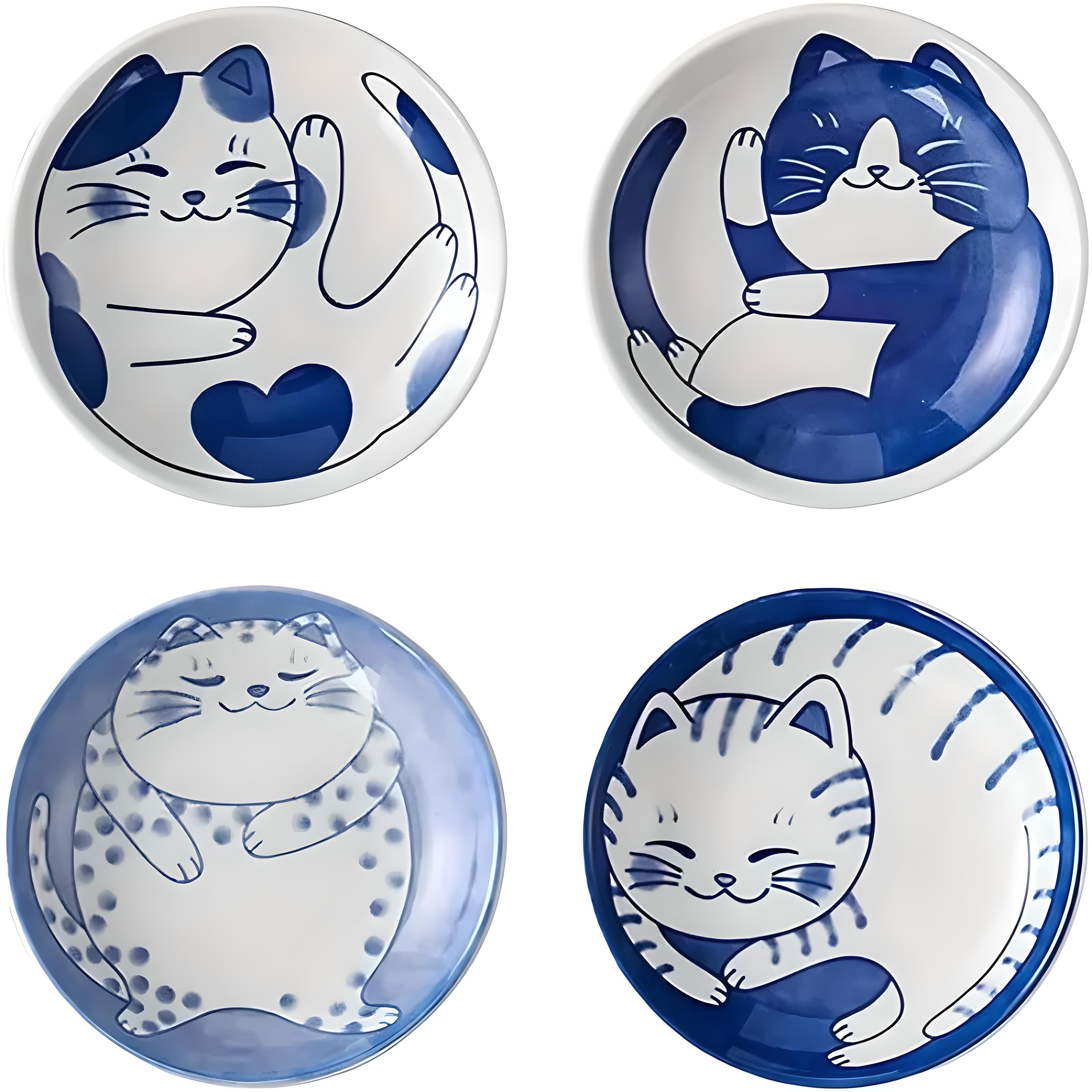 Japanese Lucky Cat Plate Set