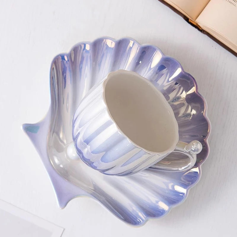 Sea Shell Mug With Tray - KITCHUNI