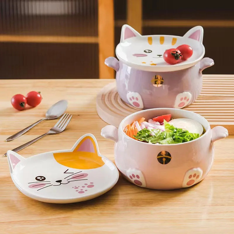 Cartoon Cat Soup Salad Bowl - KITCHUNI