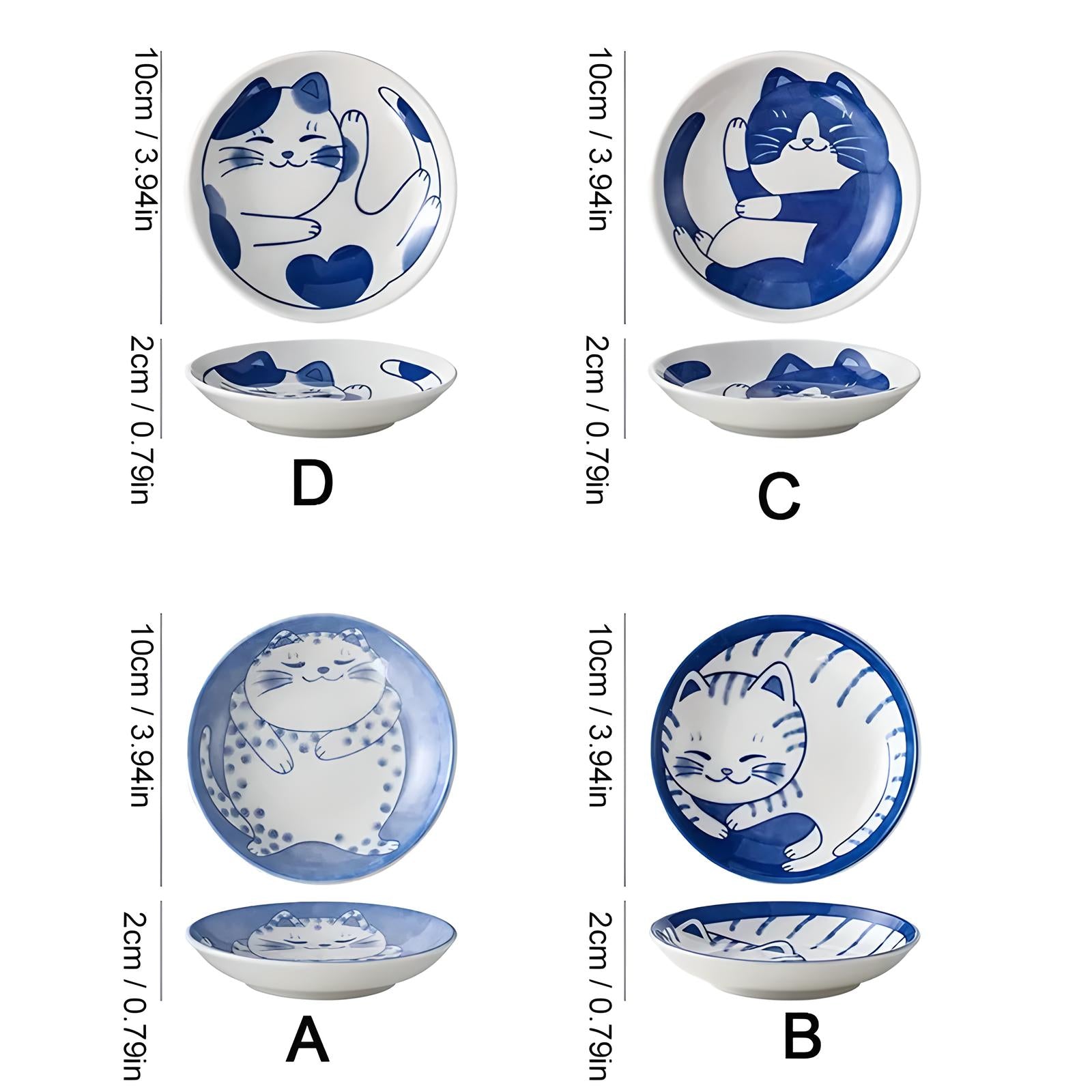 Japanese Lucky Cat Plate Set