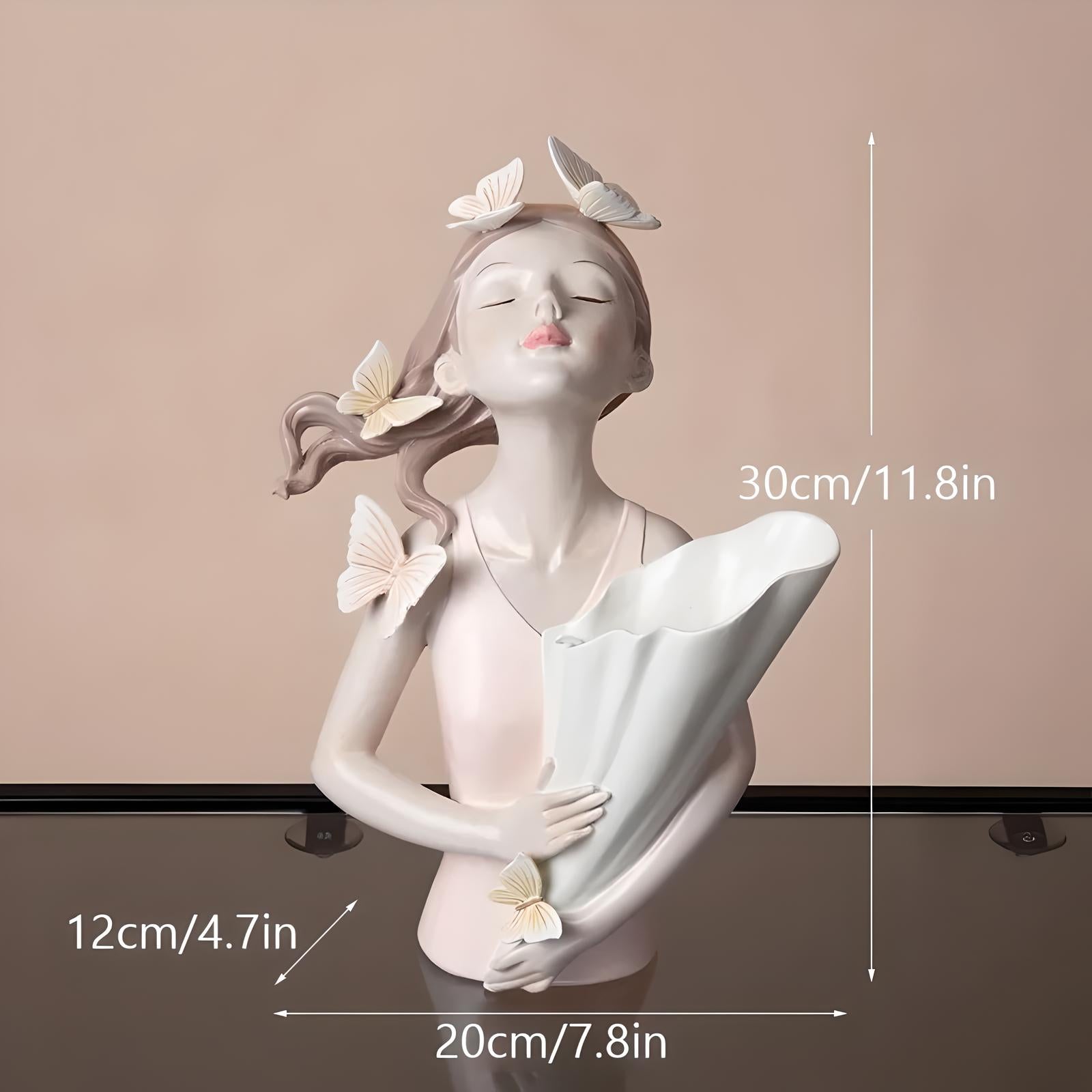 Butterfly and Girl Vase Statue 30cm - KITCHUNI